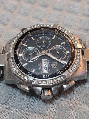 TAG Heuer Aquaracer 44mm Black Day/Date Dial Diamond Bezel Auto Watch CAF2014